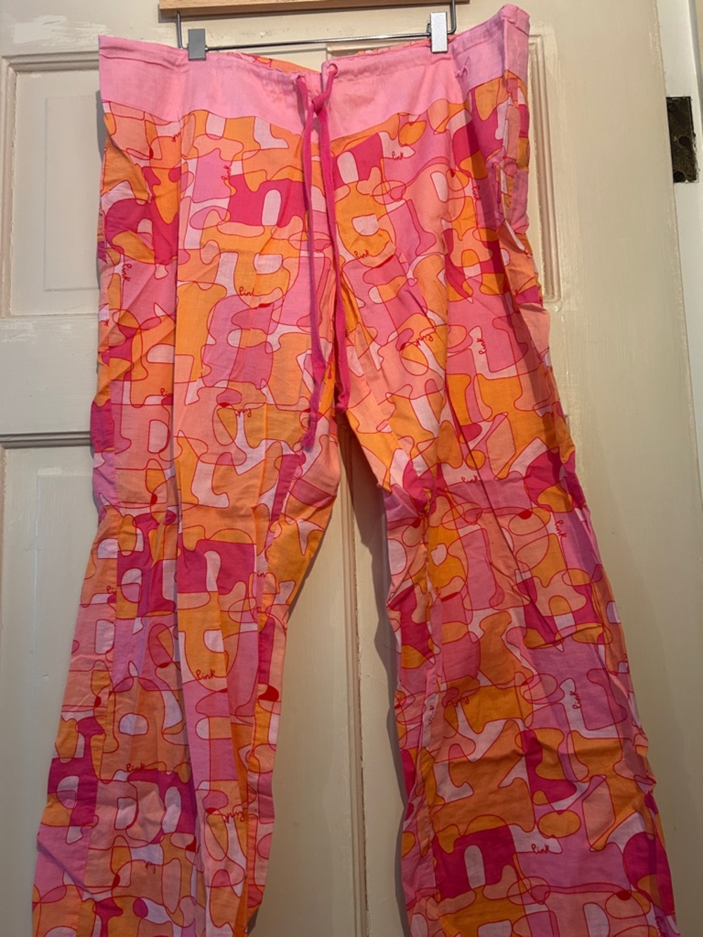 PINK Victoria's Secret Pink and Orange Graphic Print Pajama Pants